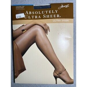 HANES Absolutely Ultra Sheer Control Top Pantyhose Sandalfoot 707 Navy Size F